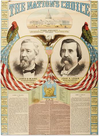 (PRESIDENTS--1884 CAMPAIGN.) Pair of The Nations Choice broadsides depicting the Cleveland and Blaine tickets.